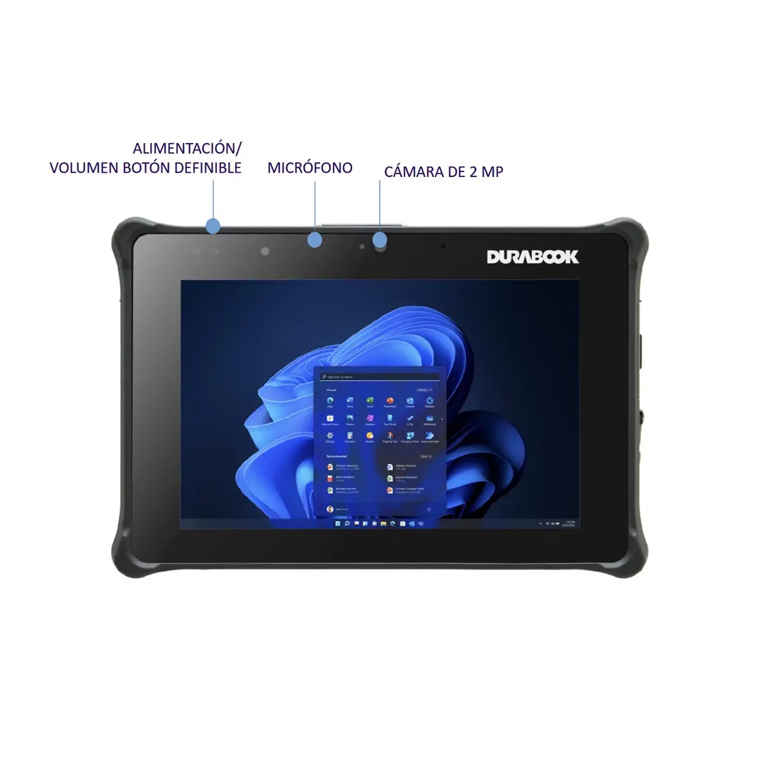 R8 Tablet Industrial Robusto Windows 10, LCD 8″ RAM 8GB, 128GB, Wifi6 + BT, opcional GPS y LTE, IP66, MIL-STD-810H