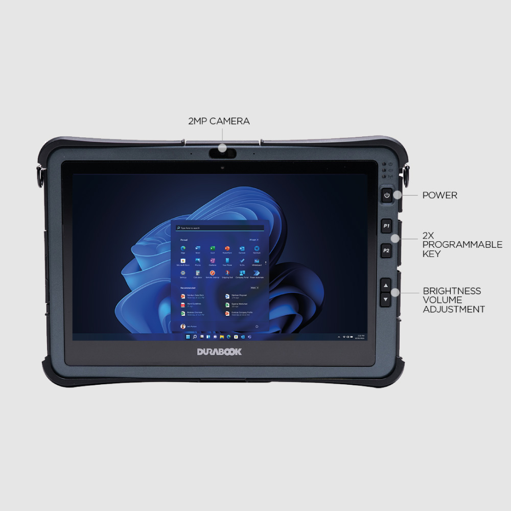 U11I Tablet Industrial Robusto Configurable CPU Intel core i5 ó i7, Windows 10, LCD 11,6″ RAM 8GB, 128GB, Wifi6 + BT, opcional GPS y LTE, IP66, MIL-STD-810H