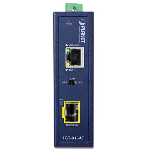 IGT-815AT – Industrial Media Converter 100/1000BASE-X SFP to 10/100/1000BASE-T
