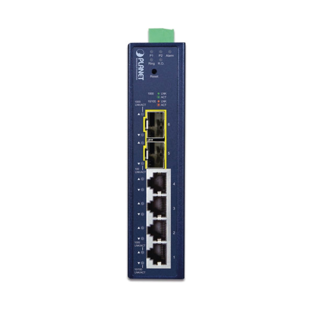 IGS-4215-4T2S – Industrial L2/L4 4-Port 10/100/1000T + 2-Port 100/1000X SFP Managed Switch (-40~75 degrees C)