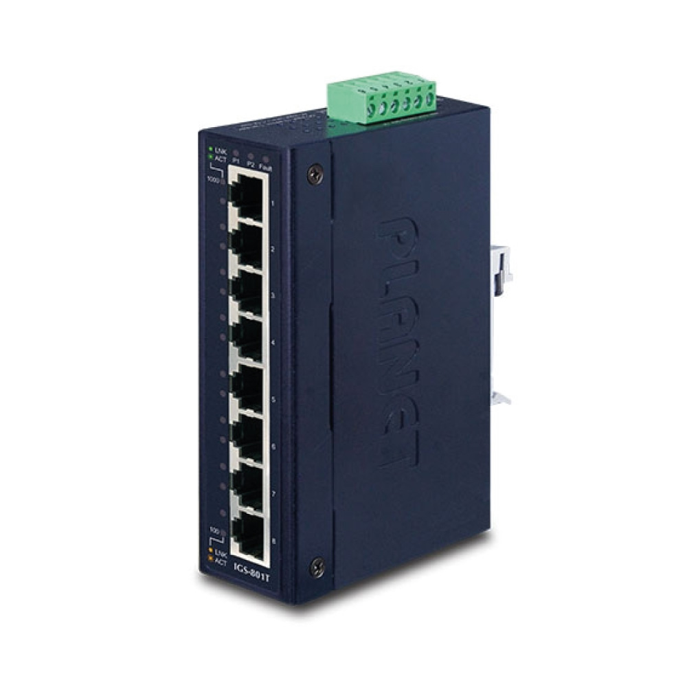 IGS-801T 8-Port 10/100/1000T Industrial Gigabit Ethernet Switch (-40~75 °C operating temperature)