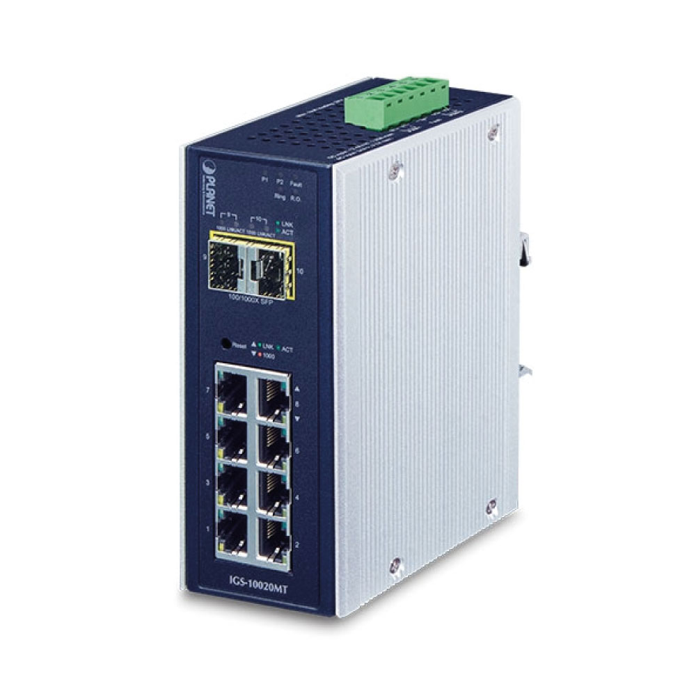 IGS-10020MT – Industrial 8-port 10/100/1000T + 2-port 1G/2.5G SFP Managed Gigabit Switch