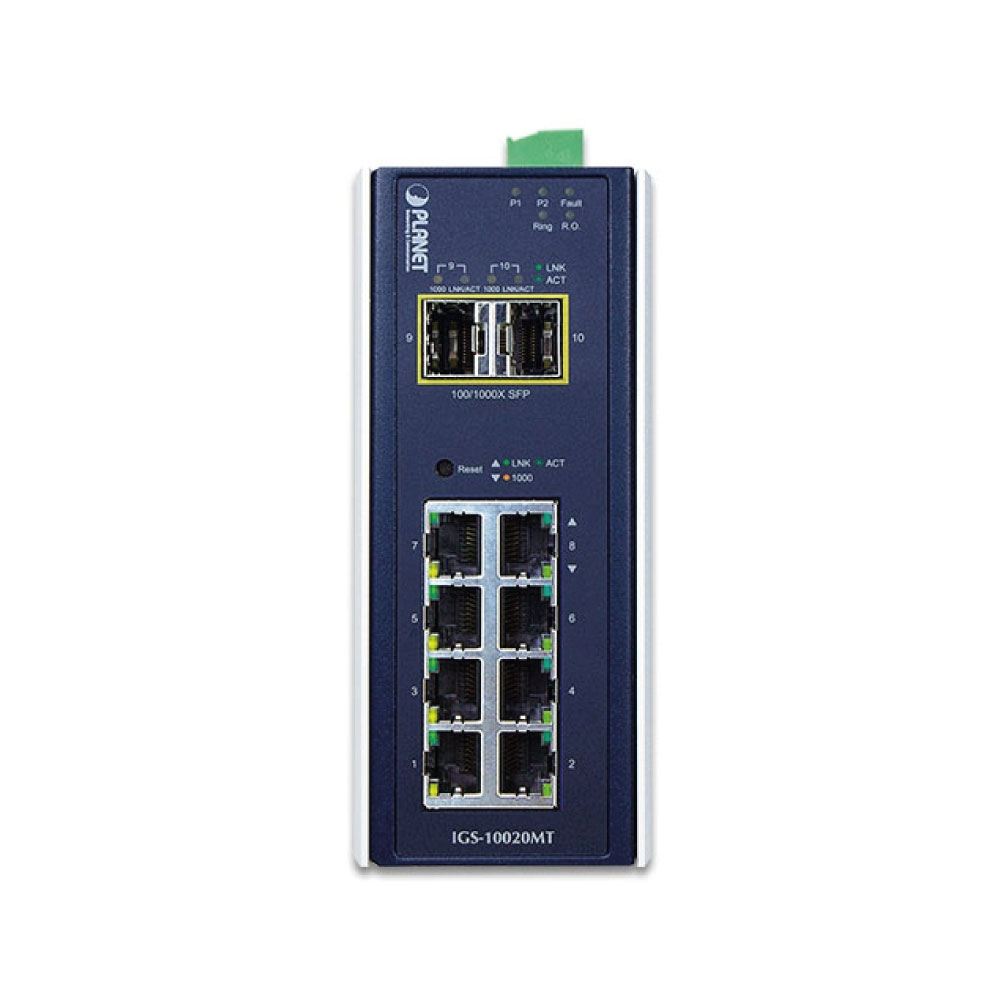 IGS-10020MT – Industrial 8-port 10/100/1000T + 2-port 1G/2.5G SFP Managed Gigabit Switch