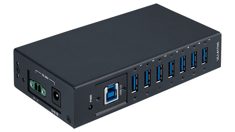 ULI-417HC  7-port industrial USB 3.2 SuperSpeed 5Gbps Isolated hub. ESD protection up to 15kV (level 4)