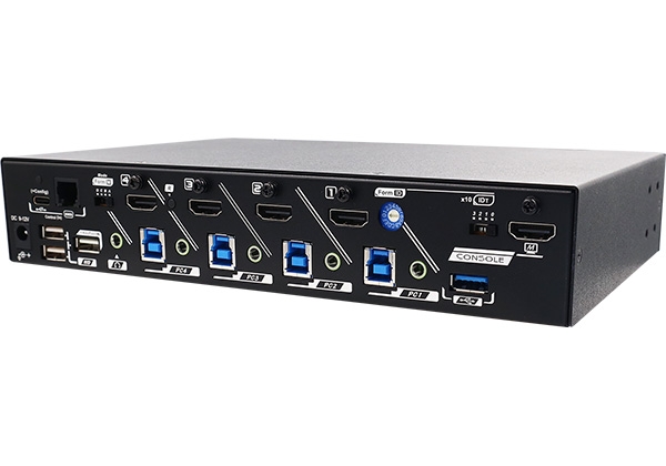 QSKM-3114 – 4 Ports True 4K HDMI Quad-View KVM Switch with Seamless Switching, Serial Control, Scaler, PiP, Hotkey Control