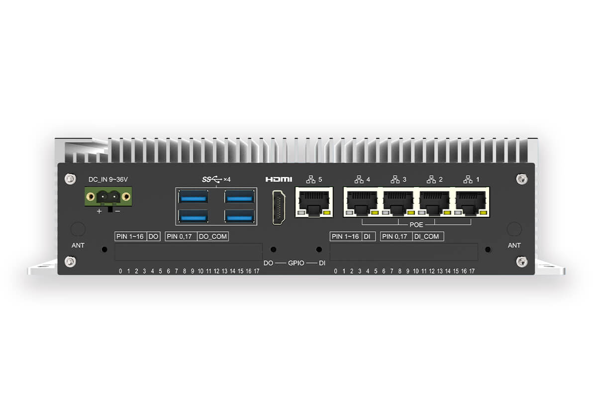 TBOX-3D20 – PC industrial Intel Core i5-1235U, 5 GbE (4 PoE), 8G RAM, 512G SSD, 4 USB3.1, 2 USB2.0, 2 COM, 1 HDMI, 1 VGA, DC 9~36V, No GPIO + WiFi+bluetooth + 4G LTE module + W11 PRO