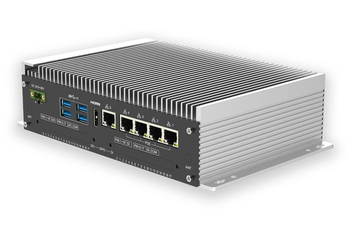 TBOX-3D20 – PC industrial Intel Core i5-1235U, 5 GbE (4 PoE), 8G RAM, 512G SSD, 4 USB3.1, 2 USB2.0, 2 COM, 1 HDMI, 1 VGA, DC 9~36V, No GPIO + WiFi+bluetooth + 4G LTE module + W11 PRO
