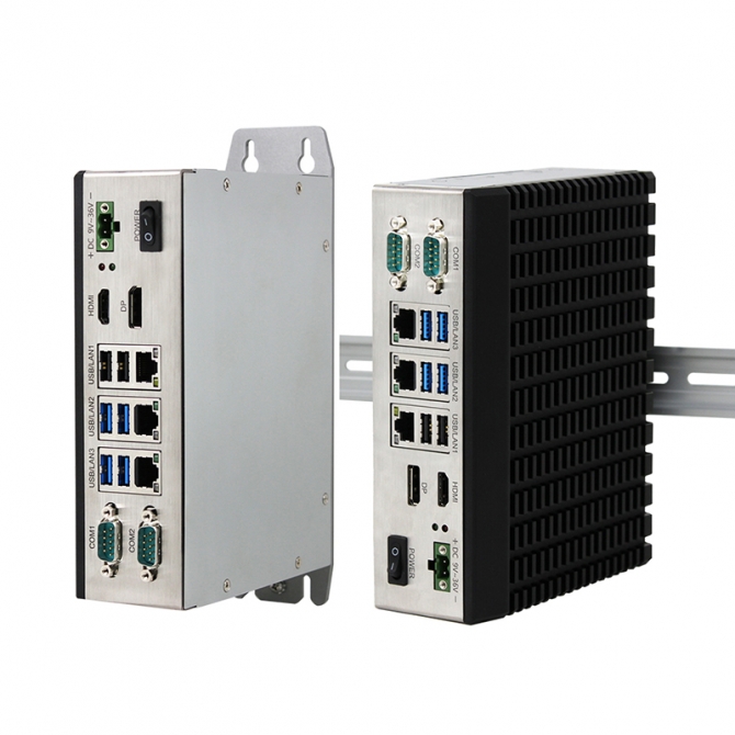 EFIC-2000CD – PC Industrial, Intel Celeron J6412, RAM 16GB, SSD 512GB, 2x HDMI, 1x DP, 3x 2.5 GbE LAN, 4x USB3.0, 2x USB2.0, WIFI, 2x RS232/422/485, Audio, DC 9V~36V, W11 Pro, Riel Din