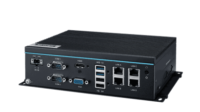 UNO-247 V2 Intel® Processor N97 IoT Edge Computer with 4x LAN, 6x COM, 4x USB, 1x HDMI, and 1x VGA.