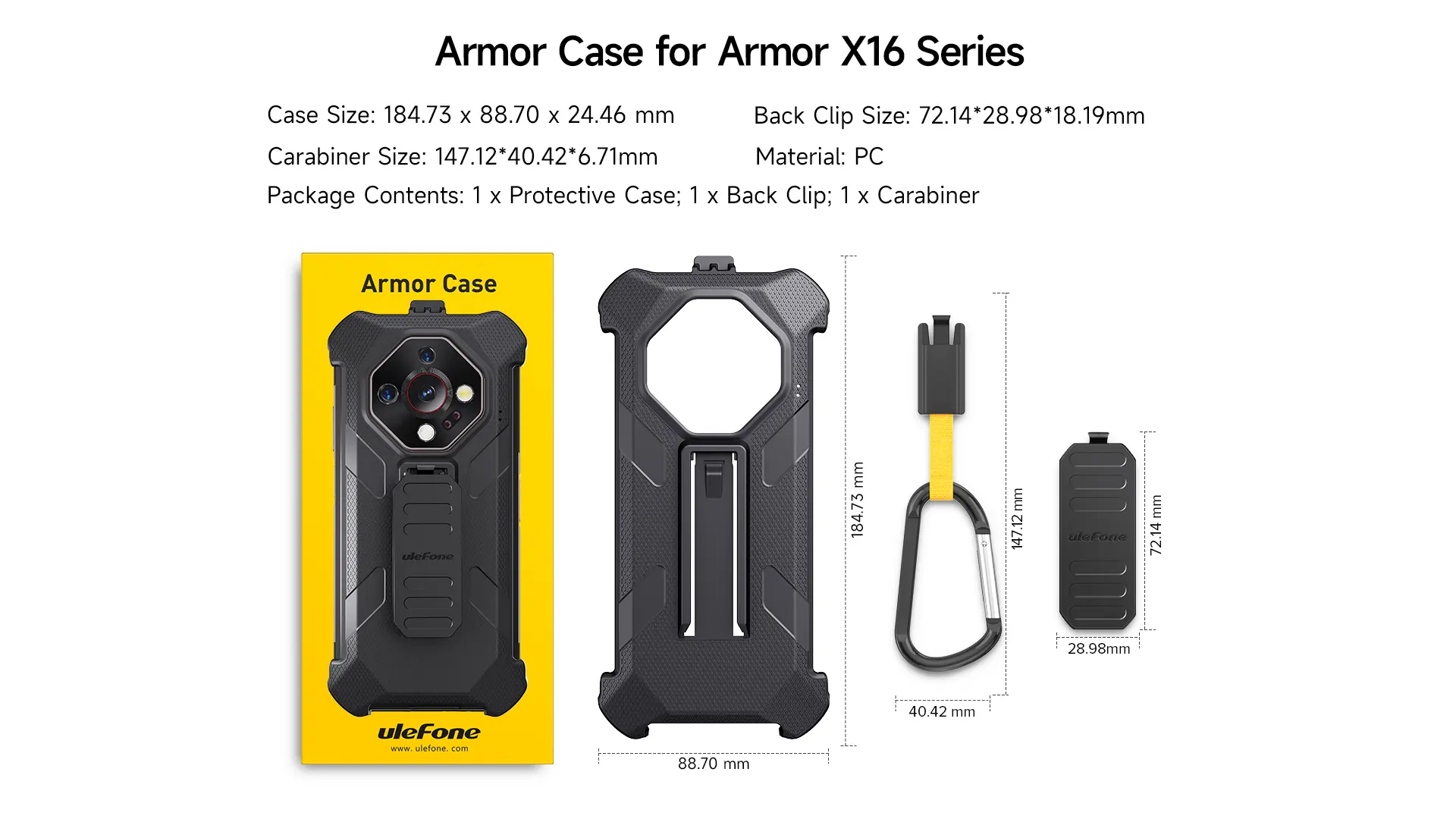 Ulefone Armor X16 Pro – Teléfono ultraresistente (rugged) 6.56″ FHD MediaTek, 16GB de RAM y 256GB, 5G, 4 Cámaras 64MP, Visión nocturna 25MP, Macro 2MP y Frontal 16MP, batería 10360mAh, IP68/IP69K, MIL-STD-810H